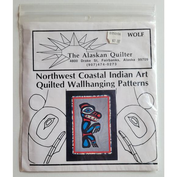 The Alaskan Quilter Indian Art Wolf Quilted Wall Hanging Pattern Uncut - Picture 1 of 4